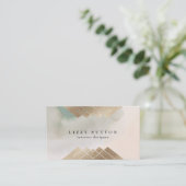 Trendy Soft Waterverf Moderne Gold Foil Interior Visitekaartje (Staand voorkant)