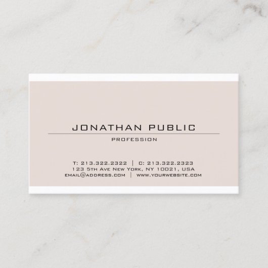 Trendy Sophisticated Minimalist Modern Design Visitekaartje (Voorkant)