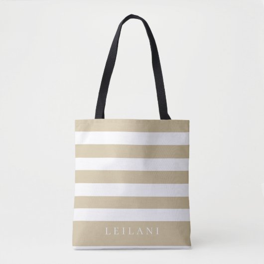 Trendy Soybean beige Stripe Pattern Tote Bag (Voorkant)