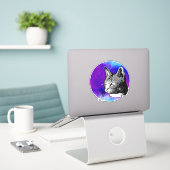 Trendy Space Nebula Cat Sticker (Laptop op bureau)