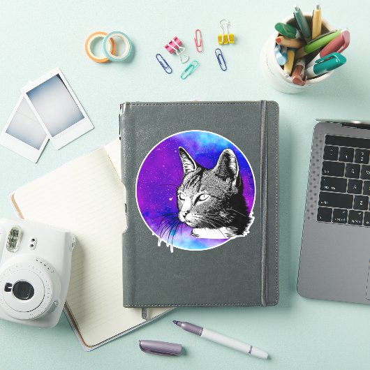Trendy Space Nebula Cat Sticker (iPad Cover)