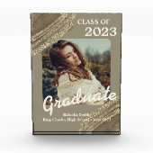 Trendy Spark Gold Afstuderen Foto aankondiging (Voorkant)