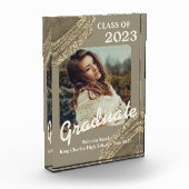 Trendy Spark Gold Afstuderen Foto aankondiging (Links)