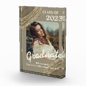 Trendy Spark Gold Afstuderen Foto aankondiging (Rechts)