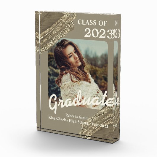 Trendy Spark Gold Afstuderen Foto aankondiging (Rechts)