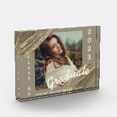 Trendy Spark Gold Afstuderen Foto aankondiging (Links)