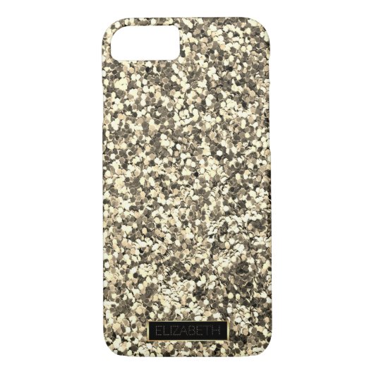 Trendy Sparking Gold Glitter, Lijst-gepersonalisee Case-Mate iPhone Case (Achterkant)