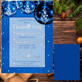 Trendy Sparkle Blue Ornamenten kerst Folie Uitnodiging
