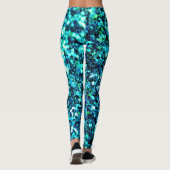 Trendy Sparkle Blue Turquoise Glitter Dames Leggings (Achterkant)