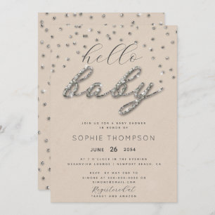 Trendy Sparkle Glitter Gender Neutral Baby shower Kaart