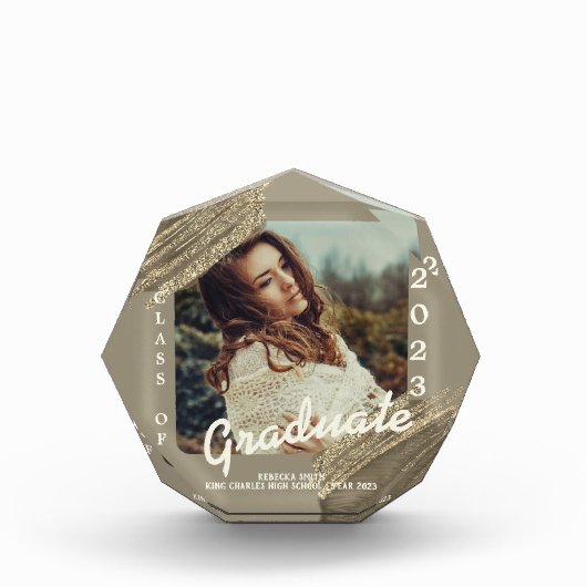 Trendy Sparkle Gouden Afstudeerfoto Aankondiging Fotoblokken (Voorkant)