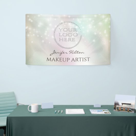 Trendy sparkles parelholographic custom logo bann spandoek (Beurs)