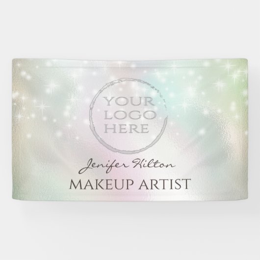 Trendy sparkles parelholographic custom logo bann spandoek (Horizontaal)