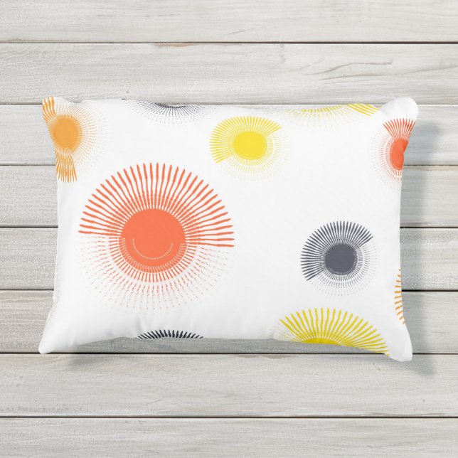 Trendy, speels, levendig, koel, cirkelvormig buitenkussen (Achterkant)