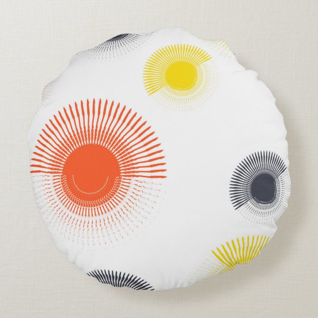 Trendy, speels, levendig, koel, cirkelvormig rond kussen (Achterkant)