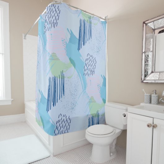 Trendy spiralen en lijnen douchegordijn (In situ)