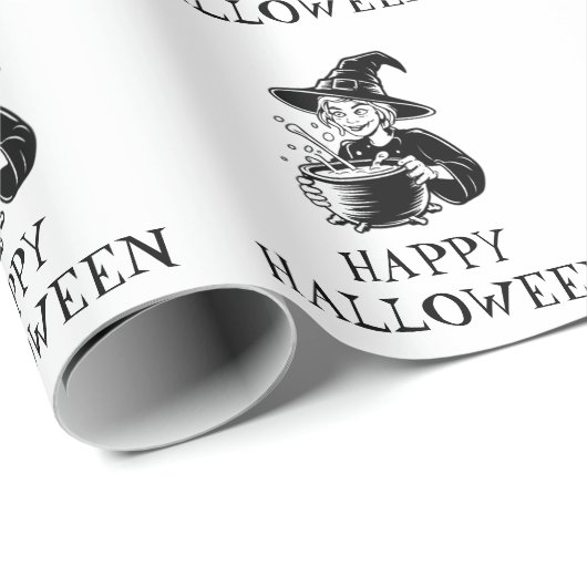 Trendy Spooky Halloween heks Cauldron Cadeaupapier (Rol Hoek)