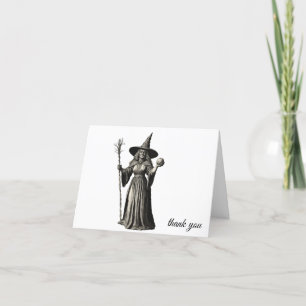 Trendy Spooky Halloween heks en bezem Bedankkaart