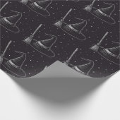 Trendy Spooky Halloween heks pet en bezem zwart Cadeaupapier (Hoek)