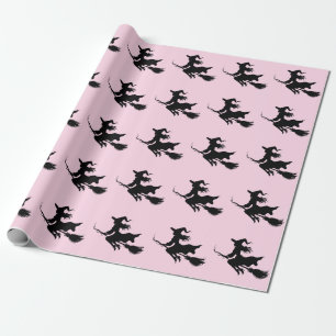 Trendy Spooky Halloween Witch Flying Cadeaupapier