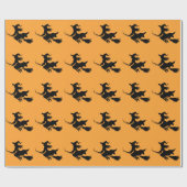 Trendy Spooky Halloween Witch Flying Cadeaupapier (Vlak)