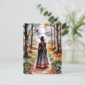 Trendy Spooky Halloween Witch Forest krowl Briefkaart (Staand voorkant)