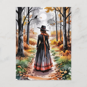 Trendy Spooky Halloween Witch Forest krowl Briefkaart