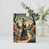 Trendy Spooky Halloween Witch Forest krowl Briefkaart (Staand voorkant)