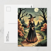 Trendy Spooky Halloween Witch Forest krowl Briefkaart (Voorkant / Achterkant)
