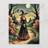 Trendy Spooky Halloween Witch Forest krowl Briefkaart (Voorkant)