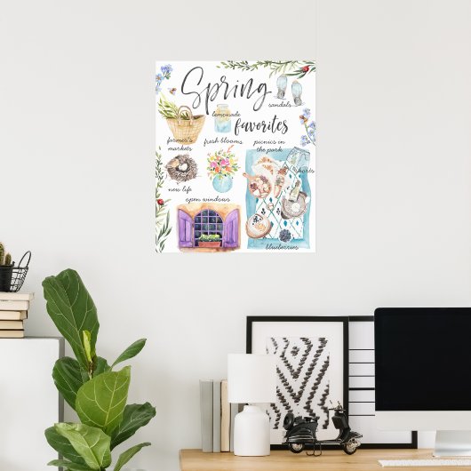 Trendy Spring Favorieten | Illustratie Waterverf Poster (Thuiskantoor)