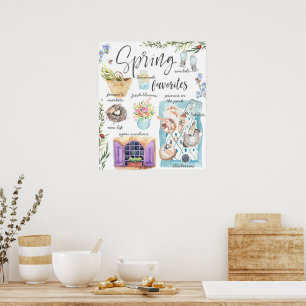 Trendy Spring Favorieten   Illustratie Waterverf Poster