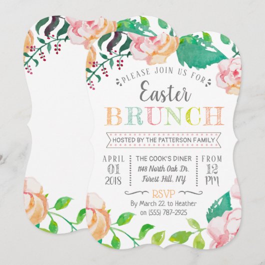 Trendy Spring Floral Easter Brunch Kaart (Voorkant / Achterkant)