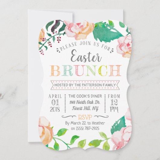 Trendy Spring Floral Easter Brunch Kaart (Voorkant)