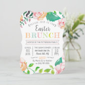 Trendy Spring Floral Easter Brunch Kaart (Staand voorkant)