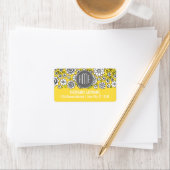 Trendy Spring Floral Illustration grijs and yellow Etiket (Insitu)