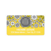 Trendy Spring Floral Illustration grijs and yellow Etiket (Voorkant)