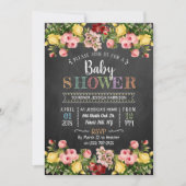 Trendy Spring Floral Typography Baby shower Kaart (Voorkant)