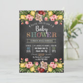 Trendy Spring Floral Typography Baby shower Kaart (Staand voorkant)