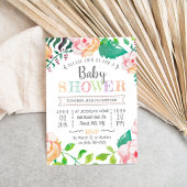 Trendy Spring Floral Typography Baby shower Kaart