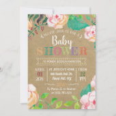 Trendy Spring Floral Typography Baby shower Kaart (Voorkant)