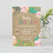 Trendy Spring Floral Typography Baby shower Kaart (Staand voorkant)