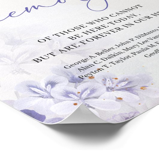 Trendy spring paars dusty blue in Loving Memory Poster (Hoek)