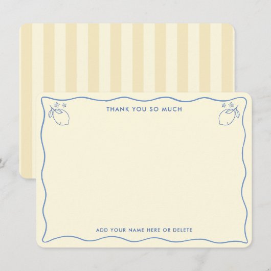 Trendy Squiggle Border Lemon Doodles Bridal Shower Bedankkaart (Voorkant / Achterkant)