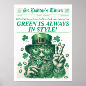 Trendy St. Patrick's Wall Art Retro Krant Print (Voorkant)