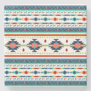 trendy stammen etnisch geometrisch patroon stenen onderzetter