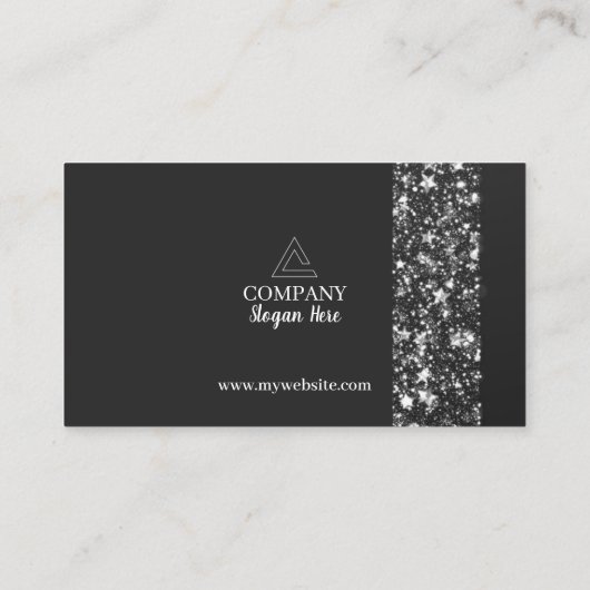 Trendy Stars & Sparkles QR Code Black Networking Visitekaartje (Achterkant)