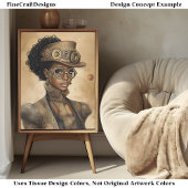 Trendy Steampunk Dark Skin Woman AD1O Decoupage Tissuepapier