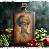 Trendy Steampunk Dark Skin Woman AD1O Decoupage Tissuepapier
