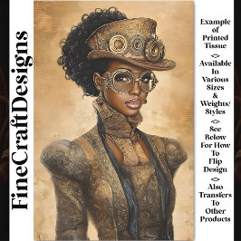 Trendy Steampunk Dark Skin Woman AD1O Decoupage Tissuepapier